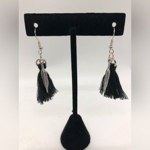 Feather/String Earrings